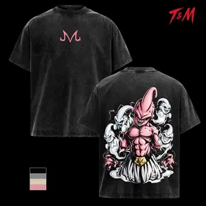 Majin Buu Shirt, Pink Villain Anime Graphic Tee, Vintage Washed Oversized T Shirt, Soft Cotton Streetwear Top, Casual Unisex Anime Tee, DBZ Fan Gift