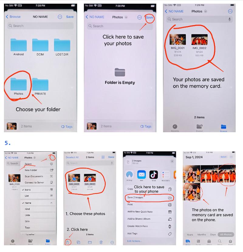 SEALIGHT Multi-Port Memory Card Reader，4 in 1 SD/TF/USB OTG Adapter for iPhone 15/14/13/12/11 Pro/Pro Max, Android, iPad, Laptop with Type C, USB C, Lightning, Plug & Play, Record Memory Gift (No App Required)