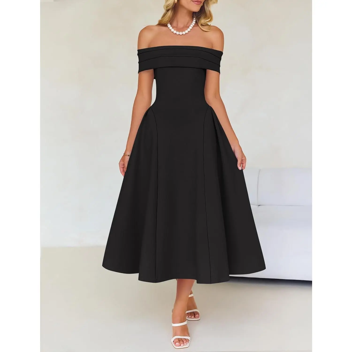 Cocktail Dresses for Women's Elegant Off Shoulder Short Sleeve Swing A Line Wedding Evening Party Midi Dress Fashion Formal - TikTok Shop Cocktail Dresses for Women's Elegant Off Shoulder Short Sleeve Swing A Line Wedding Evening Party Midi Dress Fashion Formal - TikTok Shop