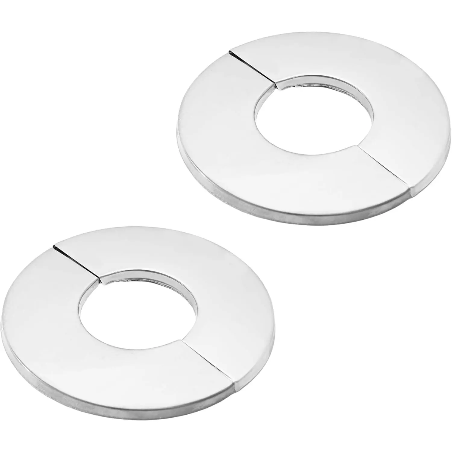 2Pcs 1-1/2" (40mm) 304 Stainless Steel Self-Adhesive Wall Split Flange, Round Escutcheon Plate Cover, Pipe Collar for Kitchen, Bathroom Plumbing Trim Decor