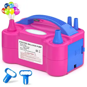 Electric Balloon Pump, Portable Electric Balloon Blower Machine Balloon Air Pump Dual Nozzle Rose Red 110V 600W Balloon Inflator for Party Decorations