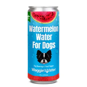 Waggin Water Watermelon-Infused Water for Dogs 4-Pack Organic Beverage Food Topper 12oz Cans Hydration Electrolytes Antioxidants Digestive Energy Boost