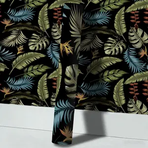 Tropical Plant Wall Sticker 45cmx300cm, Self-Adhesive Waterproof PVC, Removable Home Decor, Southeast Asian Style, No Tools Needed