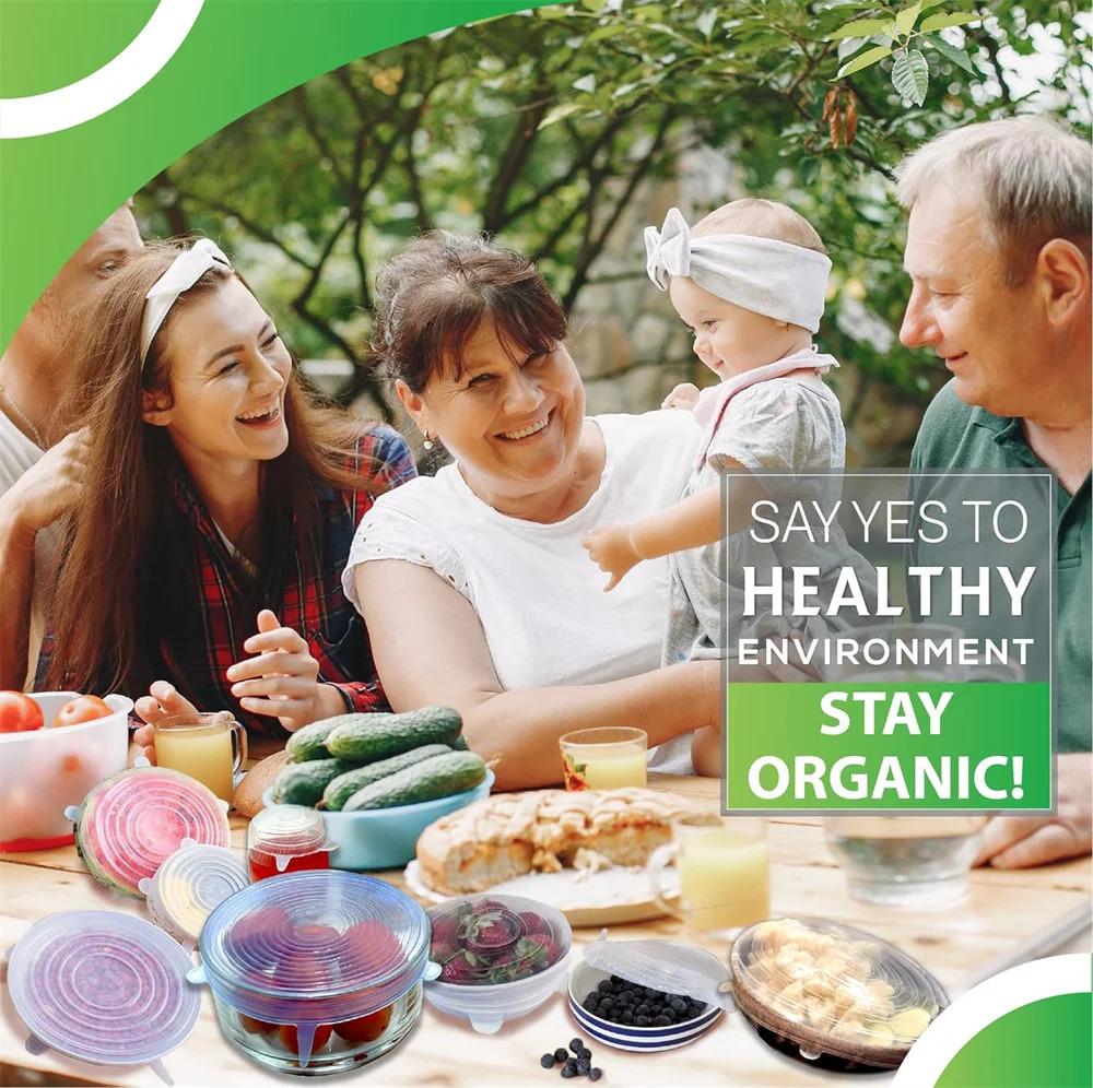 6-piece set of food-grade silicone preservation lids, reusable, universal sealing round lids for food, kitchen accessories 6-piece set of food-grade silicone preservation lids, reusable, universal sealing round lids for food, kitchen accessories