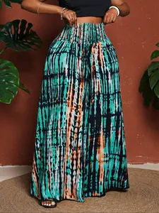 Plus Size Loose-Fit Boho Bohemian Vacation Pants, Comfortable Casual Wear for Women & Men, Perfect for Travel & Daily Use, Tie-Dye Pattern, Woven