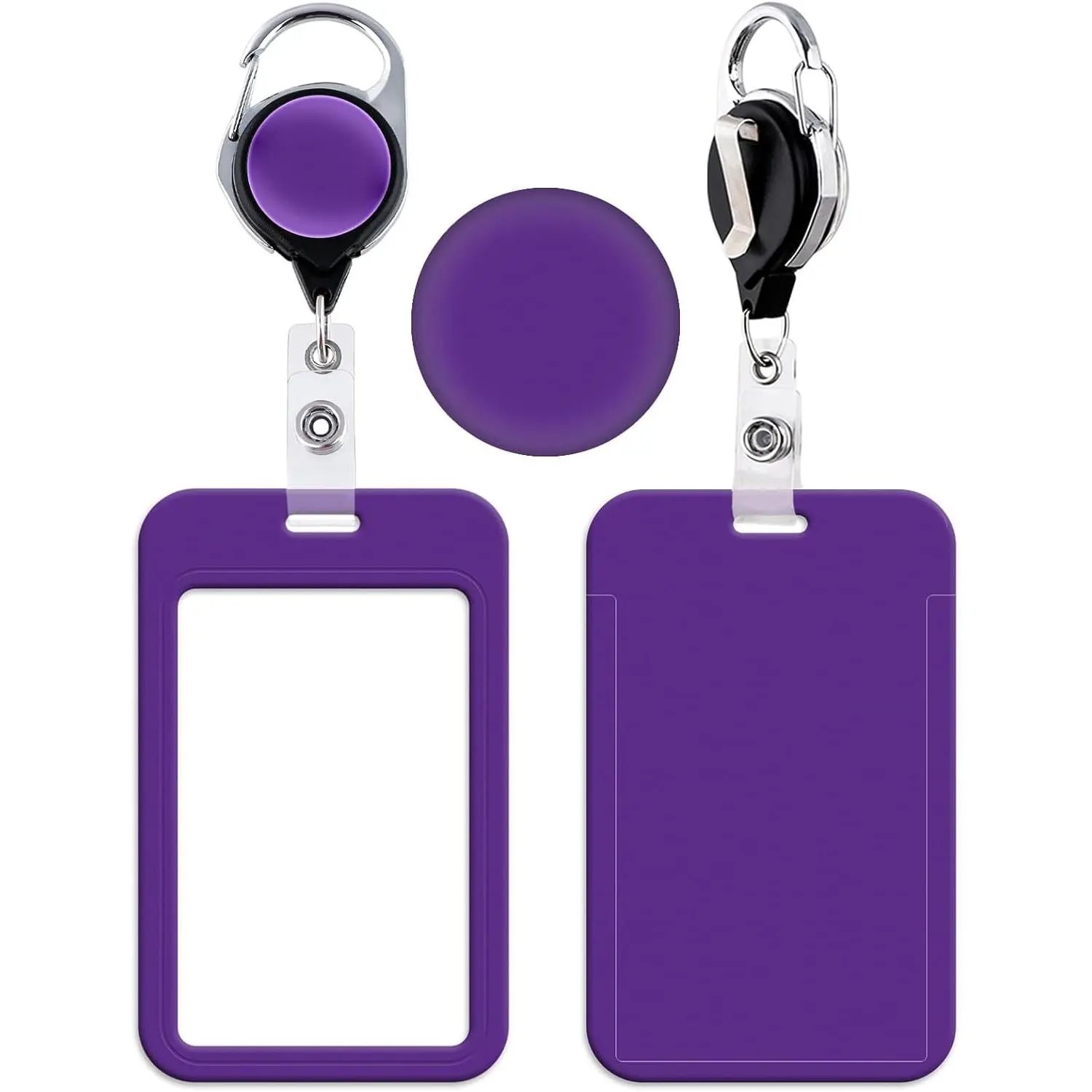 Retractable Reel Clip with ID Card Holder, Durable & Convenient Lanyard Reel for Work, Events, School, Office, Fashion Card Sleeve for Nurse, Teacher, Women