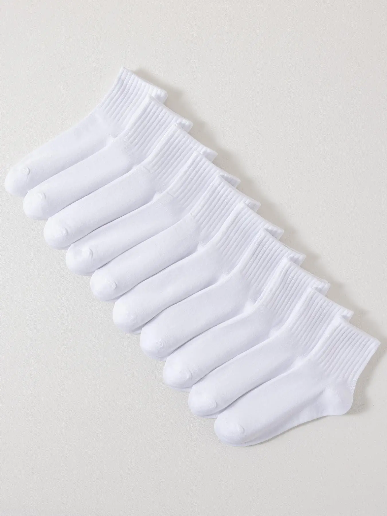 Women's 10 Pairs Solid Crew Socks, Fashion Casual Cozy Mid-calf Socks for Daily Wear, Women's Socks & Hosiery for Spring Fall