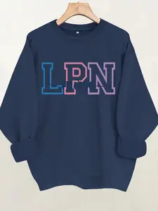 Women's Fleece Casual Lpn Nurse Pride Print Round Neck Sweatshirt, Fall & Winter, Graduation, Teacher, Back to School Pullover