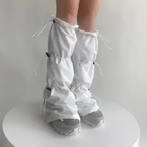 Spring Drawstring Vintage Grunge Leg Warmers Women  Aesthetic Ruffled Long Flare Socks Harajuku Foot Cover Botas Femininas