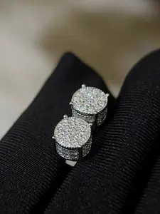 Premium Cubic Zirconia Halo Stud Earrings for Men and Women -  Dazzling Zircon Round Earrings Sparkling Earrings