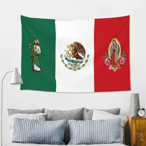 Mexican Flag Tapestry San Judas Tadeo Virgen de Guadalupe Wall Decor wall decor flags Synthetic Room