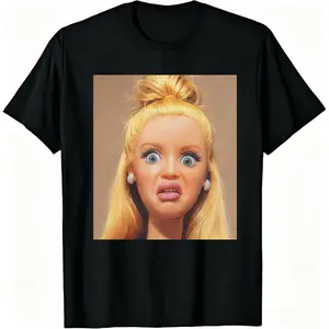 Funny Meme T-Shirt withShocked Doll Face Doll Face Meme Shirt ShortSleeve Tee Trendy, Weird Shirt, Sarcastic, FitCasual Short Sleeve Funny T-shirts for SummerFashion Men&Women's Top for Daily
