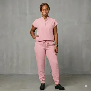 Grace Collar Oversized Scrub Top and High Waisted Jogger Pants