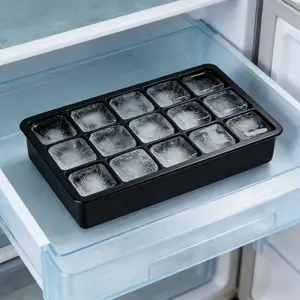15-Cube Food-Grade Silicone Ice Cube Tray, Leak-Proof Lid, Stackable, Dishwasher Safe, Portable, Suitable for Cocktails & Beverages, Ice Molds