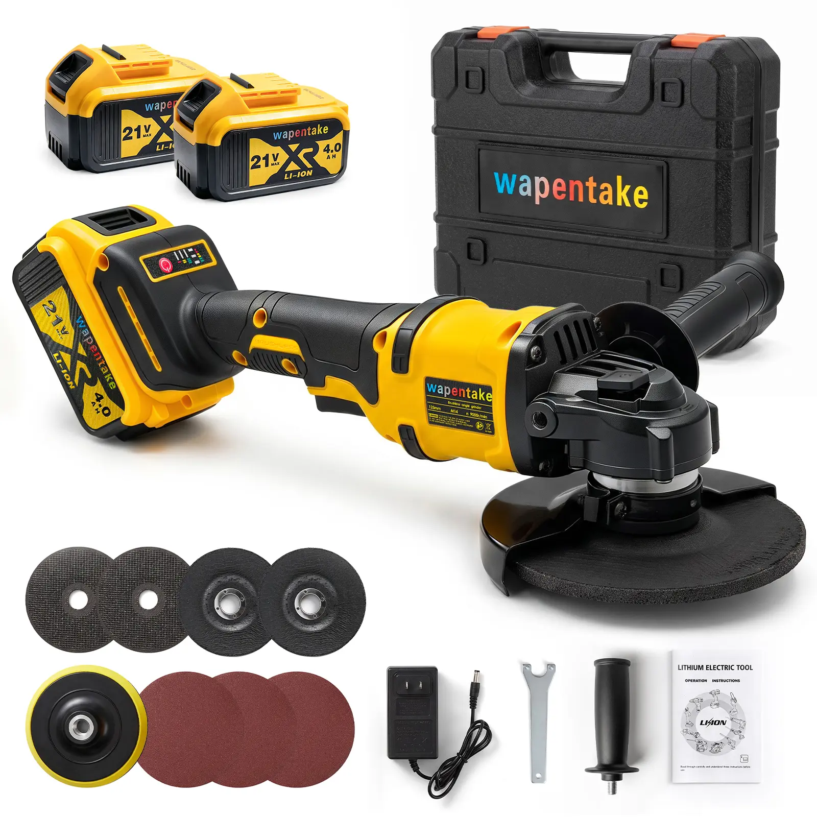 Wapentake 21V Cordless Angle Grinder Set — for cutting metal, grinding, and polishing (electric tool suitable for tools and hardware fabrication)