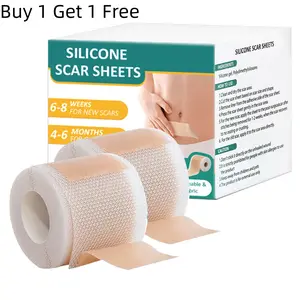 [Buy 1 Get 1 Free]Silicone Scar Sheets (1.6” x 60” Roll-1.5M), Silicone Scar Tape Roll, Cut To Fit Scar Silicone Strips, Reusable, Waterproof Scar Removal Sheets for C-Section, Surgery, Burn, Keloid, Acne et