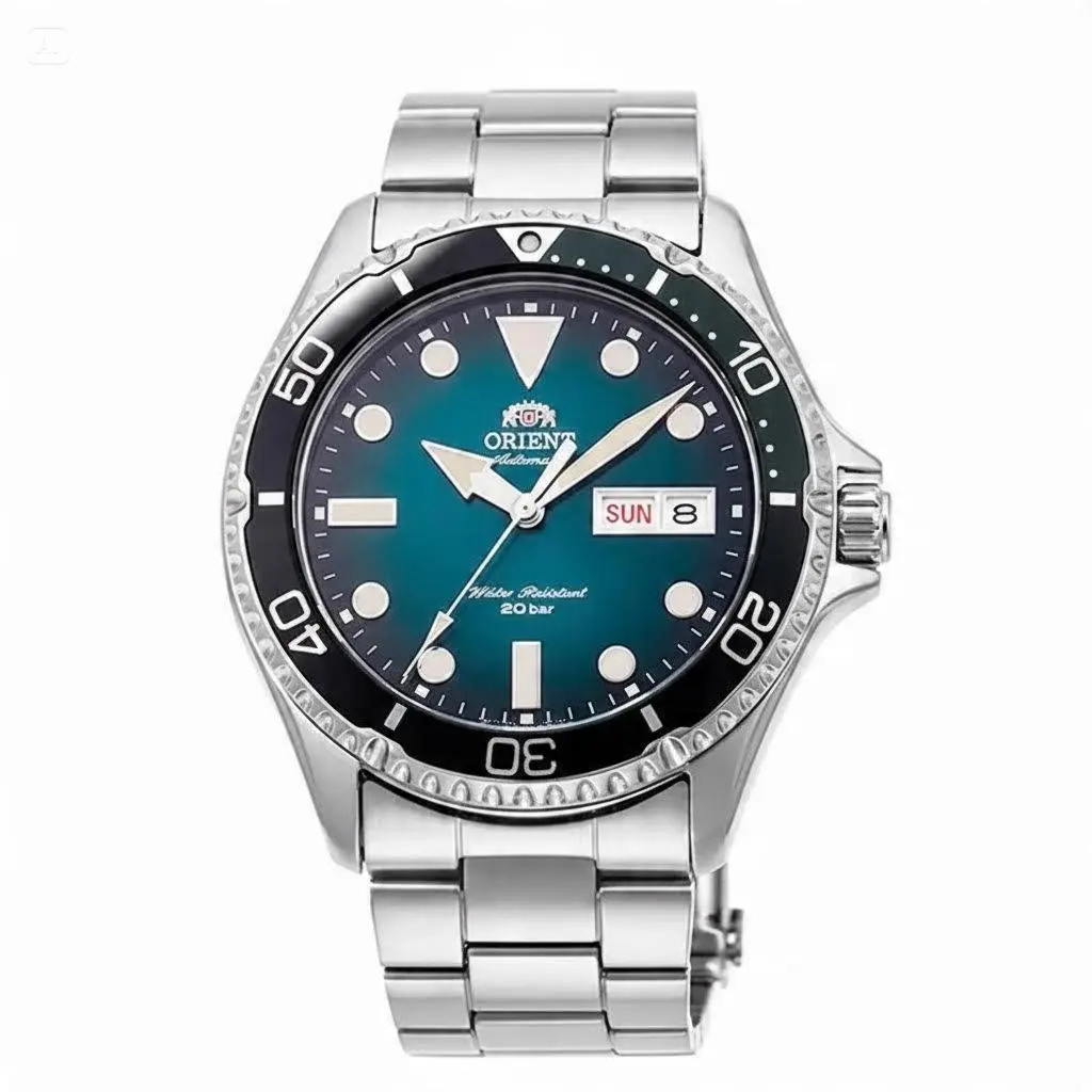 Orient Kamasu Men’s Automatic Dive Watch, 200M/20BAR Water Resistant, Pepsi Rotating Bezel, Day Date Display, Luminous Markers, Stainless Steel Bracelet, Multiple Dial Colors, Professional Diver Mechanical Wristwatch, Gift For Divers & Watch Collectors