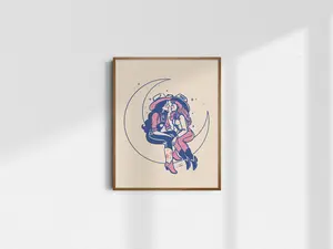 Custom Moonstruck Cowgirl Giclée Fine Art Print Poster, Retro Cowgirl Art Vintage Cowgirl Western Wall Decor UNFRAMED Posters