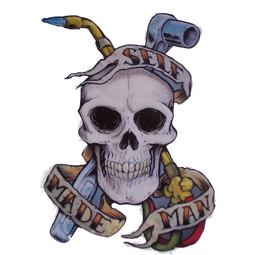 Self Made Man Skull Decal / Sticker Great for car truck or SUV Window or Helmet Phone Case Race Car