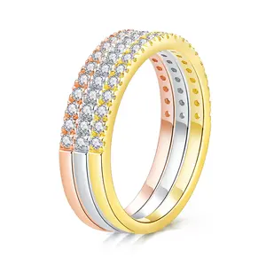 DLS Jewelry S925 Silver circle simple setting Moissanite ring, D color Moissanite