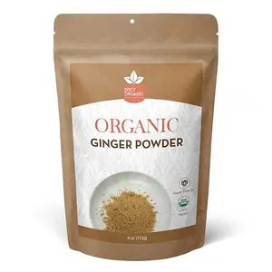SPICY ORGANIC Ginger Root Powder – 4 oz. – Freshly Ground from Raw, Indian Ginger, Dried Spice for Baking, Beverages and Cooking - 100% Pure, USDA Certified Organic Ginger – Non-GMO & Kosher Natural Flavor