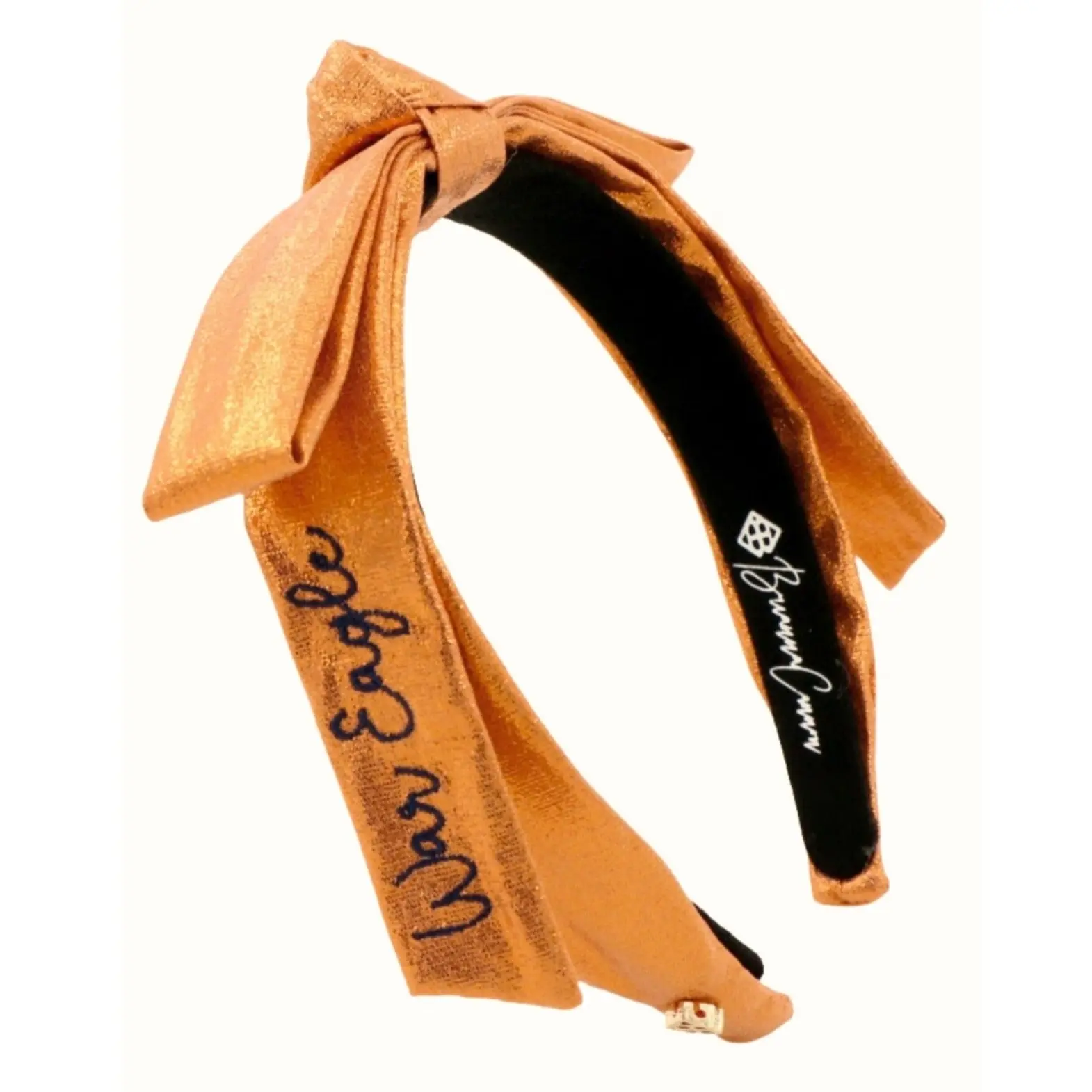 Auburn Orange Thin Embroidered Ribbon Bow Headband