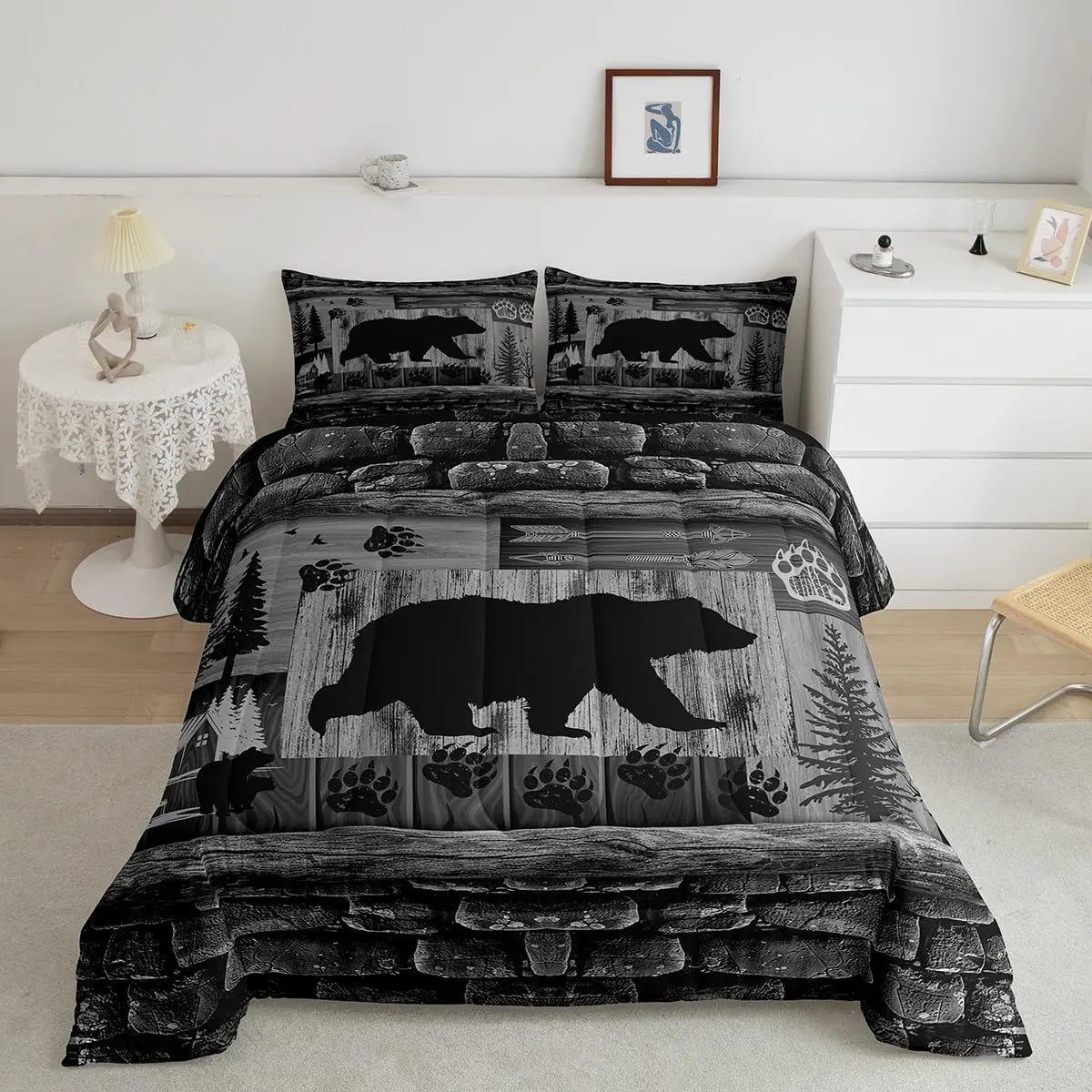 Feelyou Animal & Geometric Theme Digital Print Blanket Bedding Set - Rustic, Multi-Size, Machine Washable Duvet/Comforter/Quilt Set for Kids, King Size Option