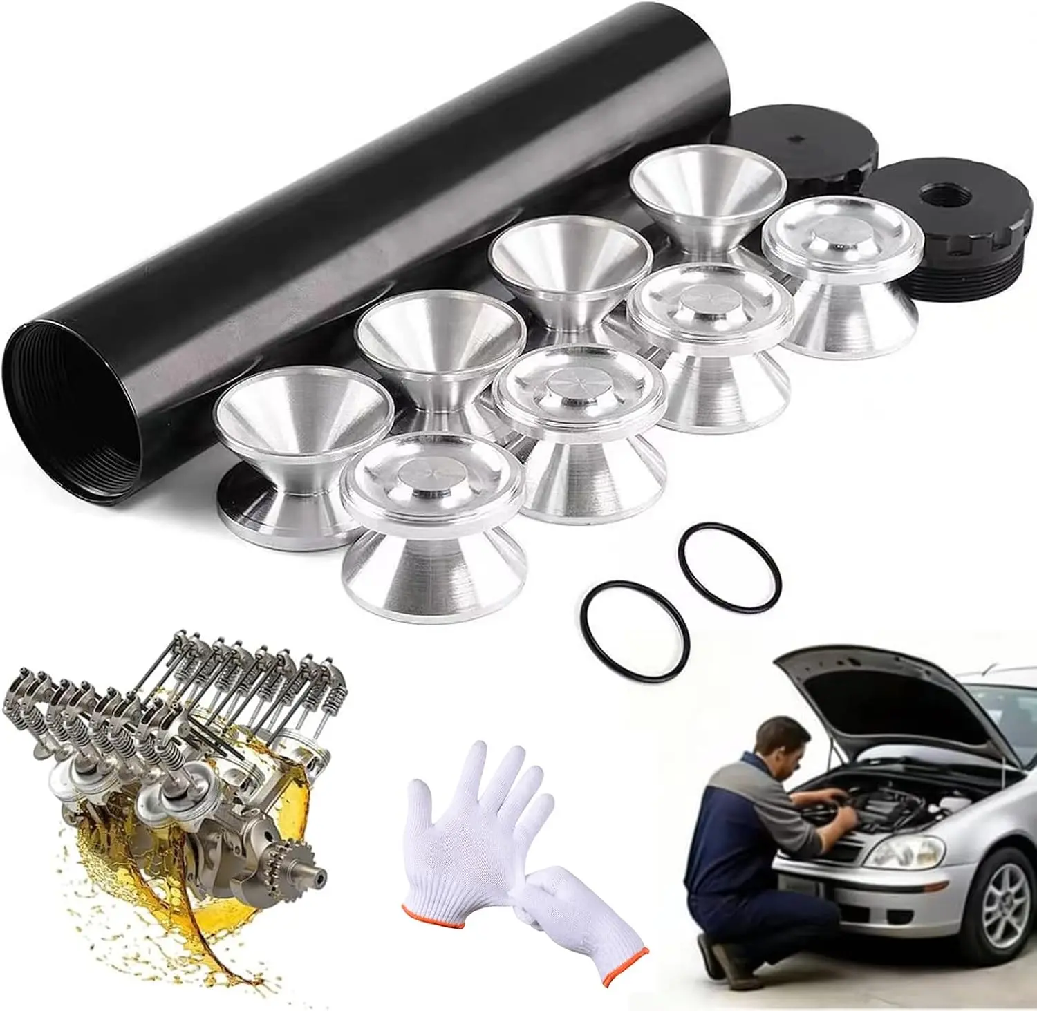 Solvent Filter Trap, Black Aluminum Solvent Trap Kit, Fuel Filter 1/2 X 28 & 5/8-24 Threads with Multiple End Caps, Industrial Grade Automotive Accessories (1/2—28 * 1set)