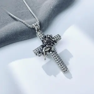 Lion of Judah Cross Necklace for Men & Women Valentine's Day Gifts Matching Keychains for Couples Birthday Presents