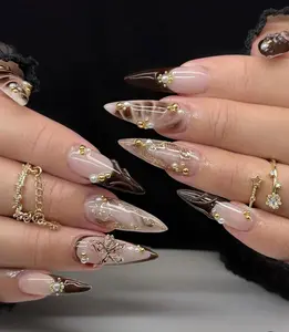 Bubble Nailart | CHOCO LUXE 10PCS Handmade Press On Nails REUSABLE 3D Gel fake nails acrylic press nails / Fall 2025