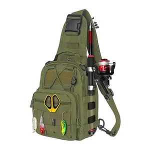 Fishing Backpack Small Fishing Tackle Storage Bag with 3 Methods of Carrying Large Capacity Sling Backpack for Outdoor Hiking Travel Hunting