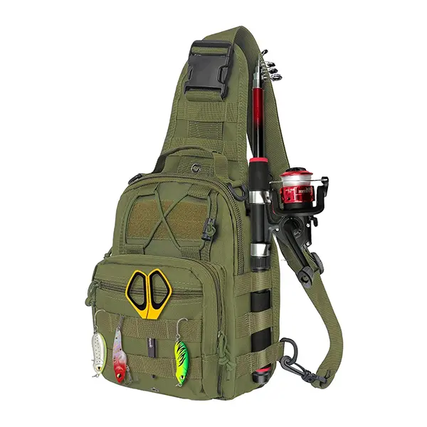 Fishing Backpack Small Fishing Tackle Storage Bag with 3 Methods of Carrying Large Capacity Sling Backpack for Outdoor Hiking Travel Hunting
