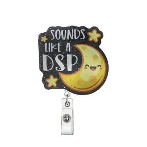 Cute Star & Moon Design Badge Holder, 1 Count Retractable Badge Clip, ID Card Pack for Students Office Staff Doctors Nurses Teachers, Retractable Badge Reel