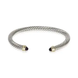 Pre-owned NY156150 David Yurman Sterling Silver Amethyst Cable Classic Bracelet