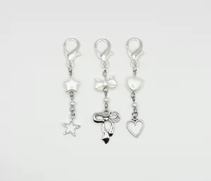 Mini Y2k Chrome Keychains, Star, Bow and Heart Variations cute charm