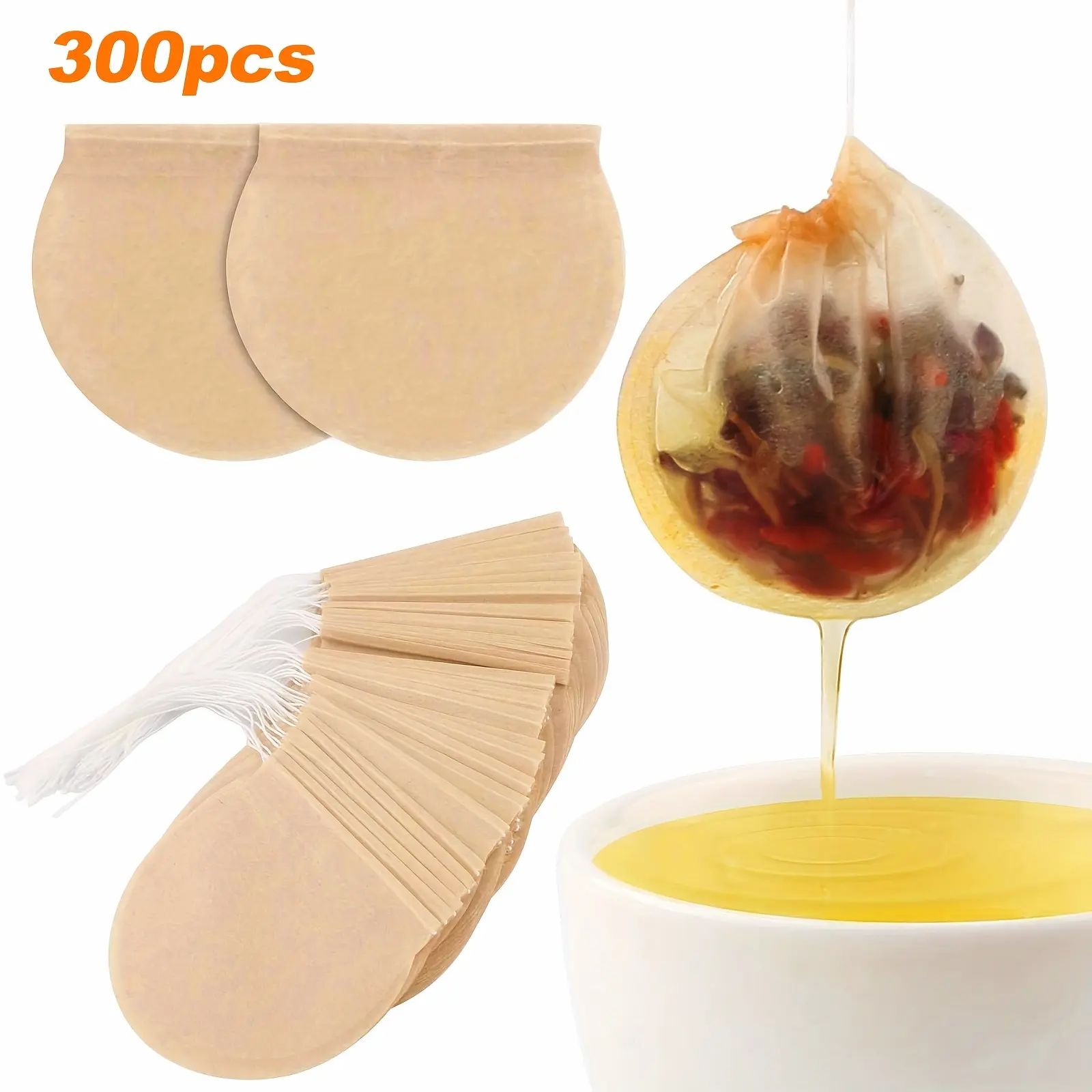 300pcs Disposable Tea Bags, Multifunction Filter Bags with Drawstring, Easy Brewing Spice Infusers with High Temperature Resistance, Ideal for Loose Leaf Tea, Herbs And Foot Soak