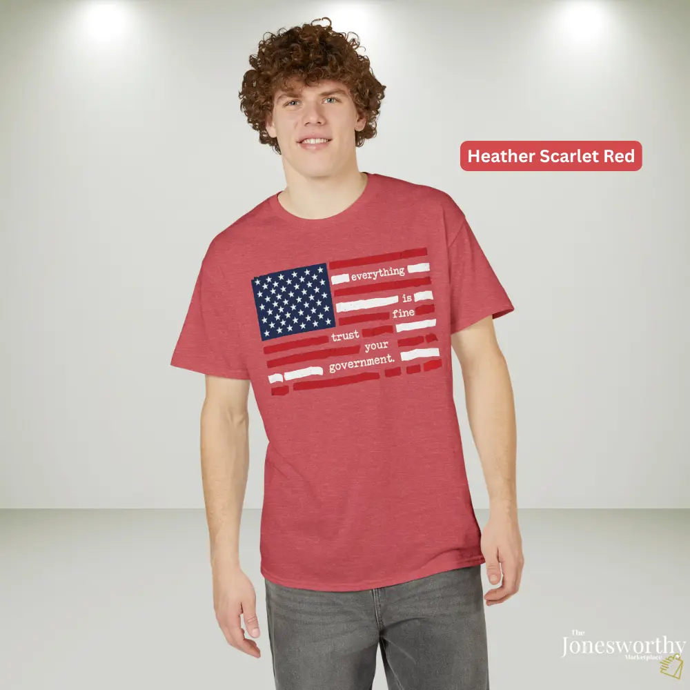 Everything Is Fine Trust Your Government Shirt | Patriotic Flag Tee | Gildan 8000 DryBlend® Unisex T-Shirt