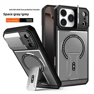Orange Armor Stand Protective Smartphone Case, Casing, Cover for iPhone 17 Pro Max, 16/15/14/13 - Magnetic, Shockproof, Anti-Drop Hard Protection, Camera Lens Protector, Magnetic Charging Compatible, Vibrant Customized Tech Accessory for Outdoor Use