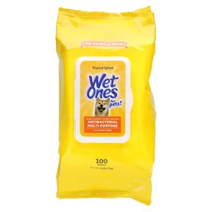 Wet Ones For Pets!, Antibacterial Multi-Purpose Wipes, For Dogs, Tropical Splash, 100 Wipes