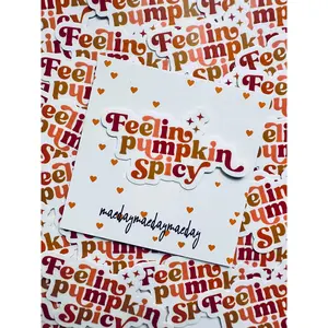 Feelin Pumpkin Spicy Sticker, Pumpkin Spice Lover Sticker, Halloween/Fall Trendy Sticker for Kindle, Laptop, Water Bottle
