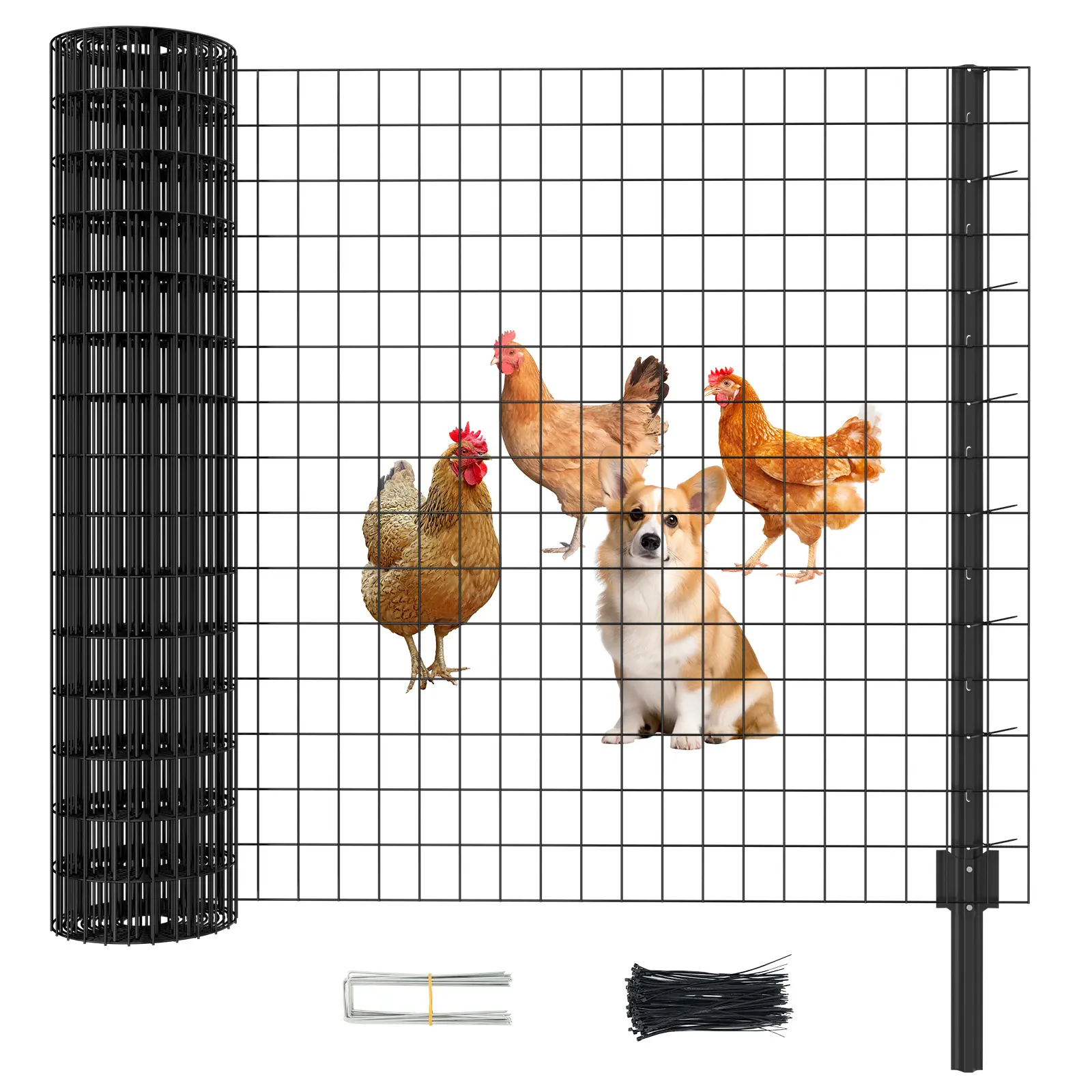ABORON Welded Wire Garden Fence, 45.3Inch x 50FT Galvanized Steel Poultry Fencing with Upgraded Metal Posts, Rust-Resistant Animal Barrier Fence for Vegetable Garden, Lawn, Backyards summerwins