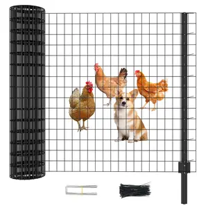 ABORON Welded Wire Garden Fence, 45.3Inch x 50FT Galvanized Steel Poultry Fencing with Upgraded Metal Posts, Rust-Resistant Animal Barrier Fence for Vegetable Garden, Lawn, Backyards