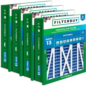 Filterbuy 20x25x5 Air Filter (4-Pack), Pleated MERV 13 Optimal Defense HVAC AC Furnace Air Filters for Honeywell Return Grille
