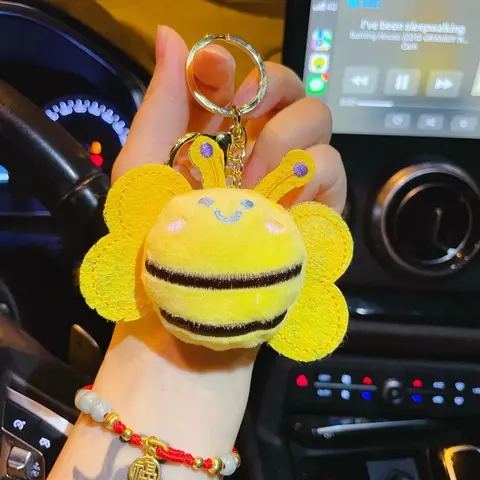 Women's Costume Accessory - Acrylic Cute Small Smiling Little Bee-Dress Shaped Funny Keychain with a Random Color