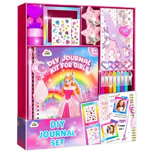 ZMLM DIY Journal Kit for Girls - Gifts for 6 7 8 Year Old Girl, Journal Set Scrapbook Kit Diary Supplies Stationery Set for Girls, Journaling Art Crafts Kit Stuff Birthday Gifts for Girls 6 7 8 9 10 11 12 Sticker Cards Sticker Packs