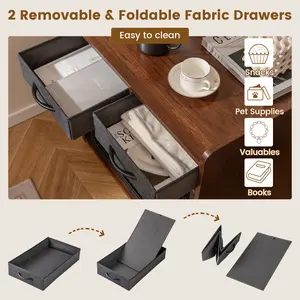 COSTWAY - Dog Crate Furniture Indoor Dog Cage with 2 Fabric Drawers End Table