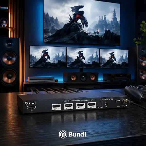 8K60 1×4 HDMI Splitter with Audio Extractor