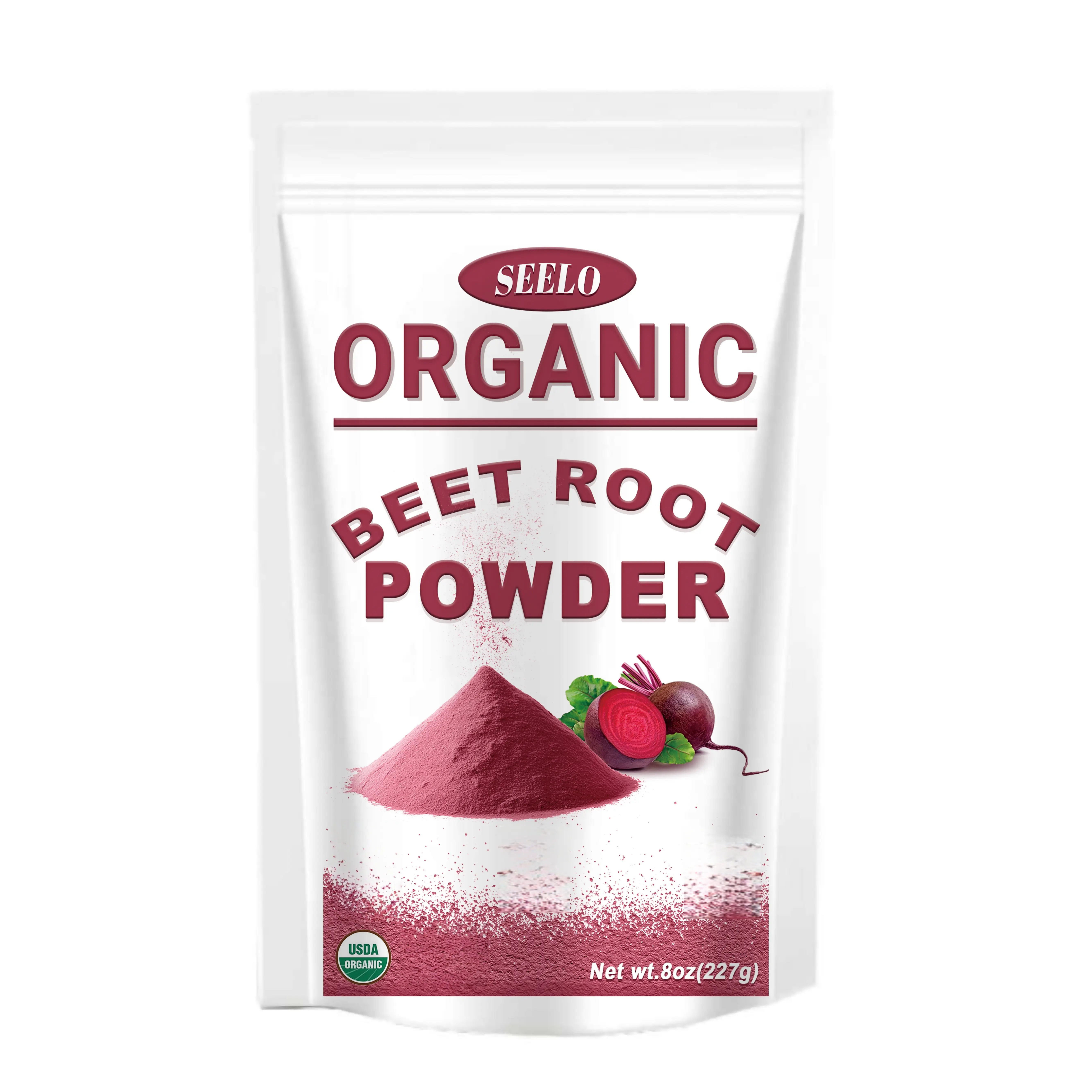 SEELO Certified Organic Vegan Pure Beetroot Beverage Powder - 227g-454g (8oz-16oz/1lb), GMO-Free Raw Superfood, No Added Sugar/No Fillers, Earthy Sweet, 65-130 Servings for Smoothies, Water/Milk Drinks, Bake with Beet Dye