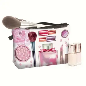 Makeup Design Cosmetics Pouch - Lightweight Fabric Organizer with Zipper Enclosure, Waterproof Design for Cosmetics and Beauty Products travel cosmetic