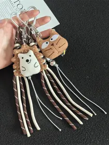 Cute Hedgehog Dragon Cat Creative Bag Charm Keychain, Leopard Pattern, Perfect Gift for Birthdays, Holidays, Back-To-School Season